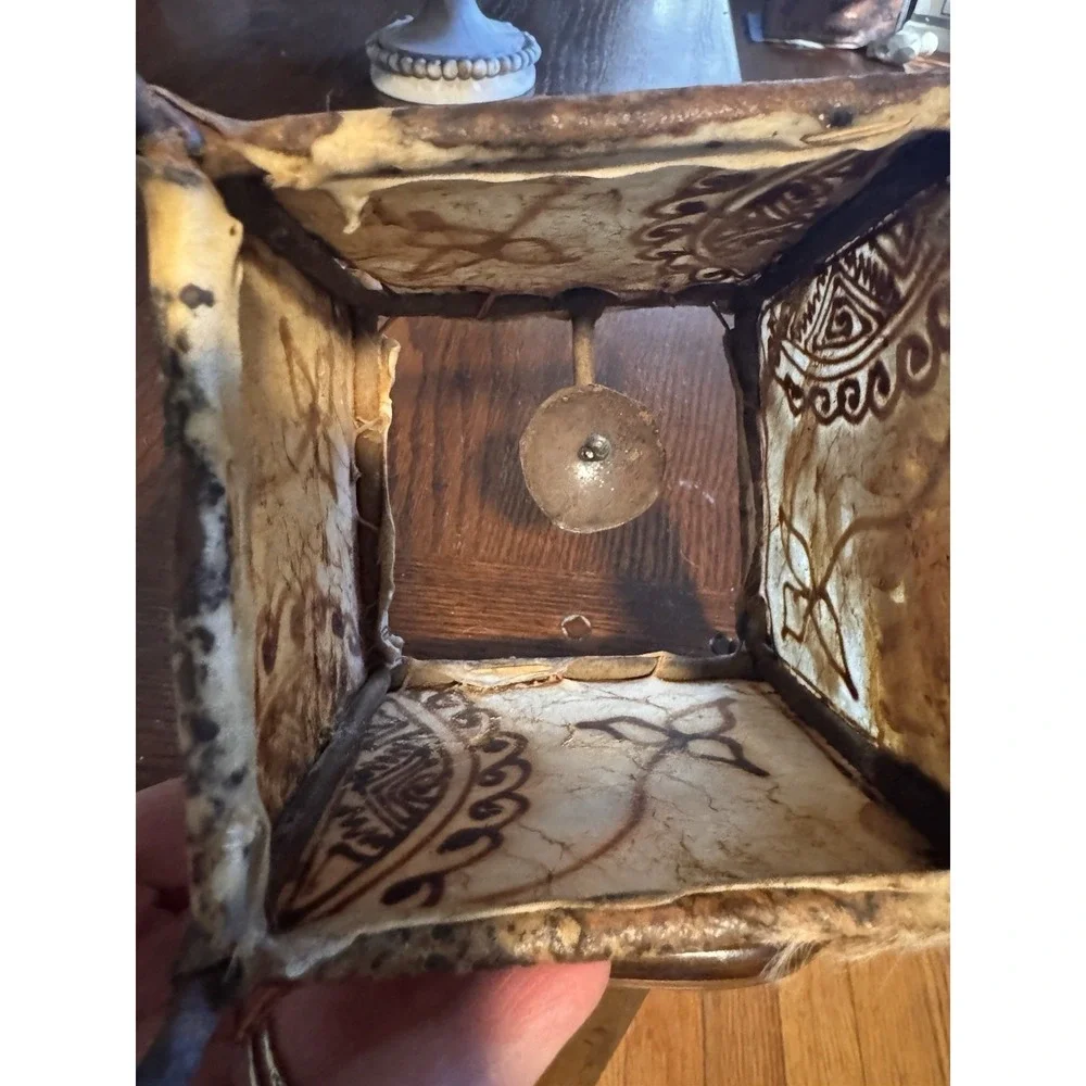 Vintage Moroccan Hand-Stretched Leather Tealight Lantern Light Candle Holder